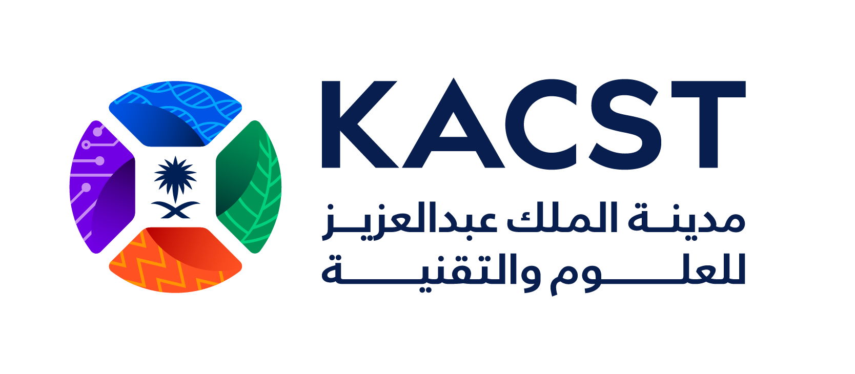 KACST Logo - circular symbol with colors red, blue, purple and green and name text